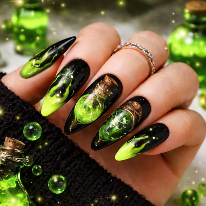 Poison Green Potion Nails