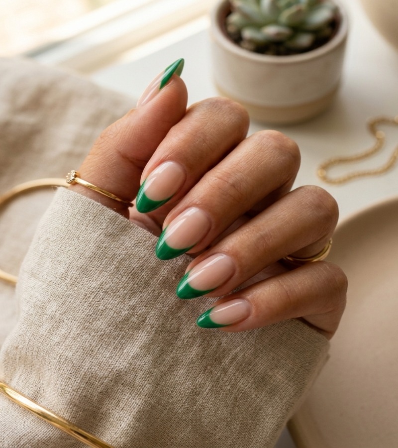  Green French on Almond Shape