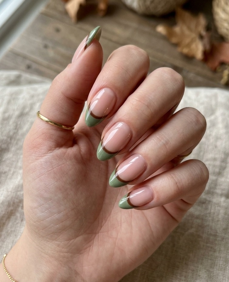 Earthy Green French with Brown Accents