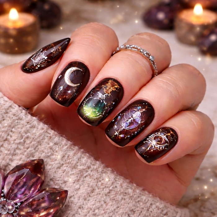 Witchcraft Symbols on Short Nails