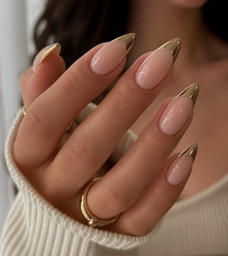 Nude with Metallic Tips
A Subtle, Elegant Style