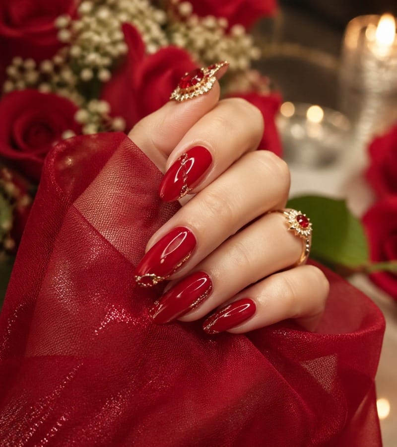 Bold Red Wedding Nails
A Statement of Love and Passion