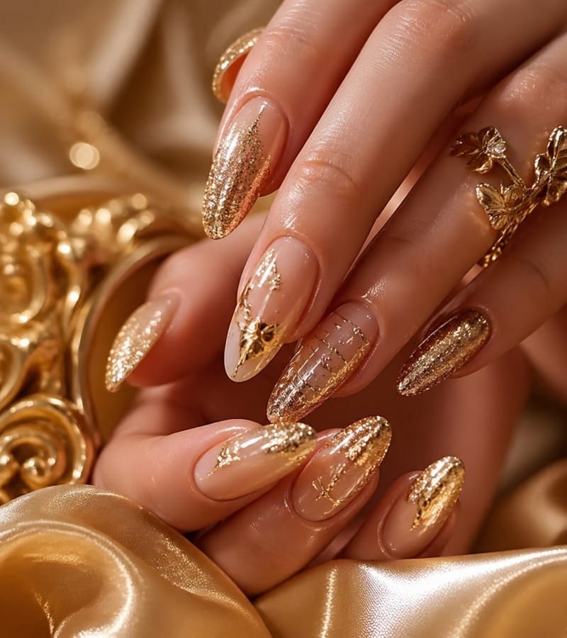 Glittering Gold Nail Art
Shine Bright with Glittering Gold