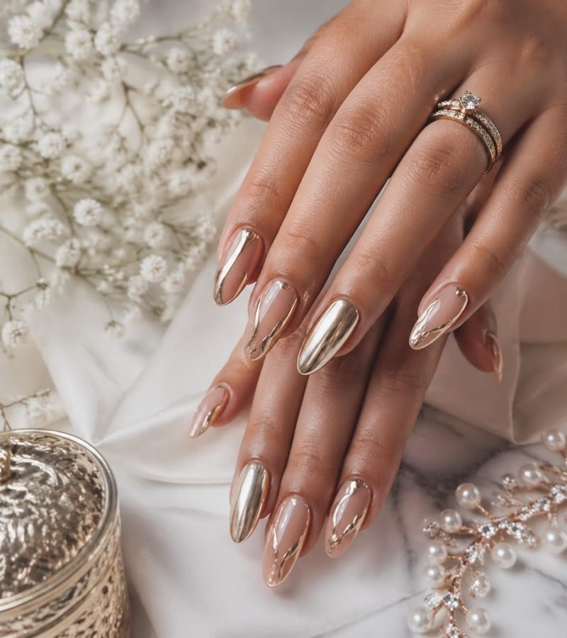 Metallic Wedding Nails
Shine Bright with Metallics