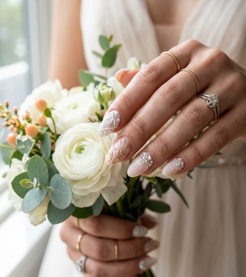 Textured Wedding Nails
Add Depth with Textured Nail Designs