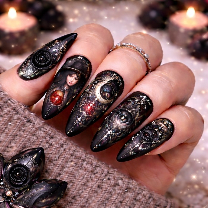 Black Rose Witch Nails