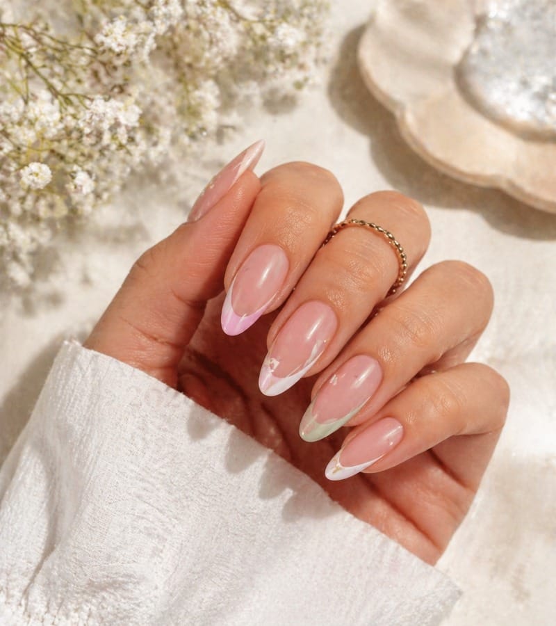 French Tip Reinvented: Almond-Shaped Elegance