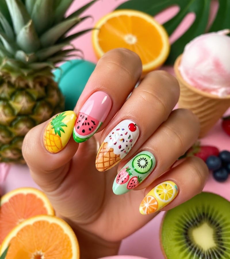 Tropical Fruits and Ice Cream