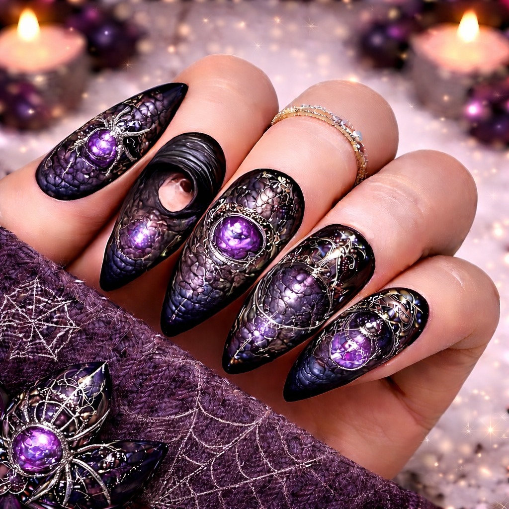 Witchy Spider Web Nails