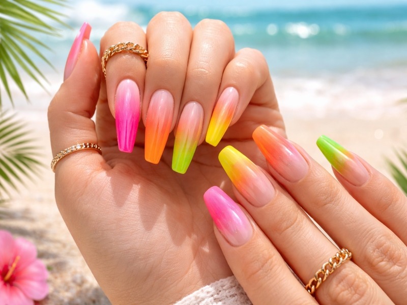 Neon Ombré Nails