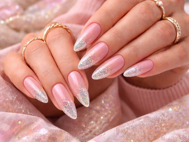 Clear Gel with Glitter Tips