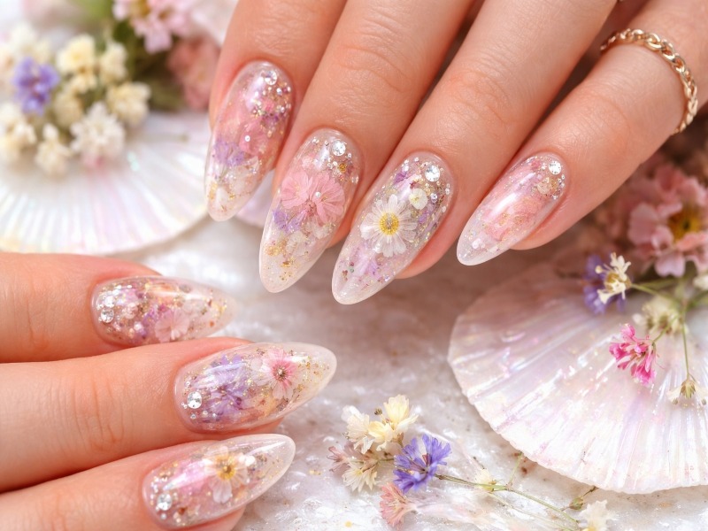 Pressed Flowers in Clear Gel