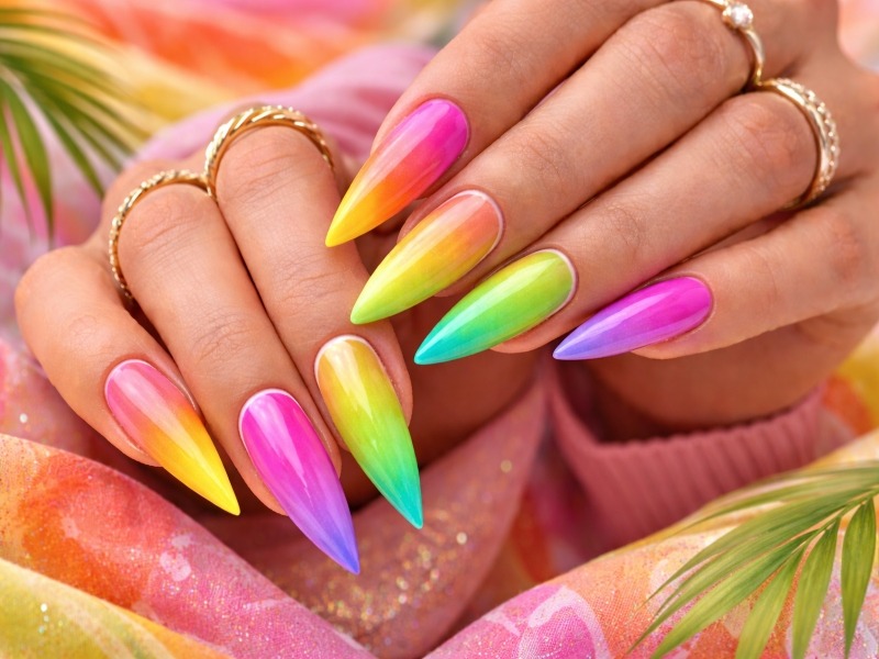 Neon Stiletto Nails