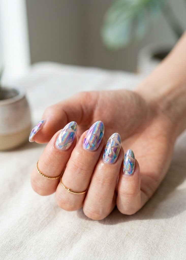 Holographic Paper Nail Art