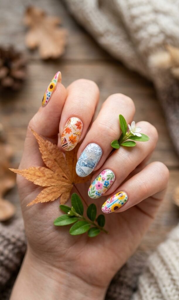 Seasonal Paper Nail Designs