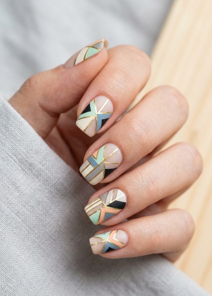 Geometric Paper Nail Art