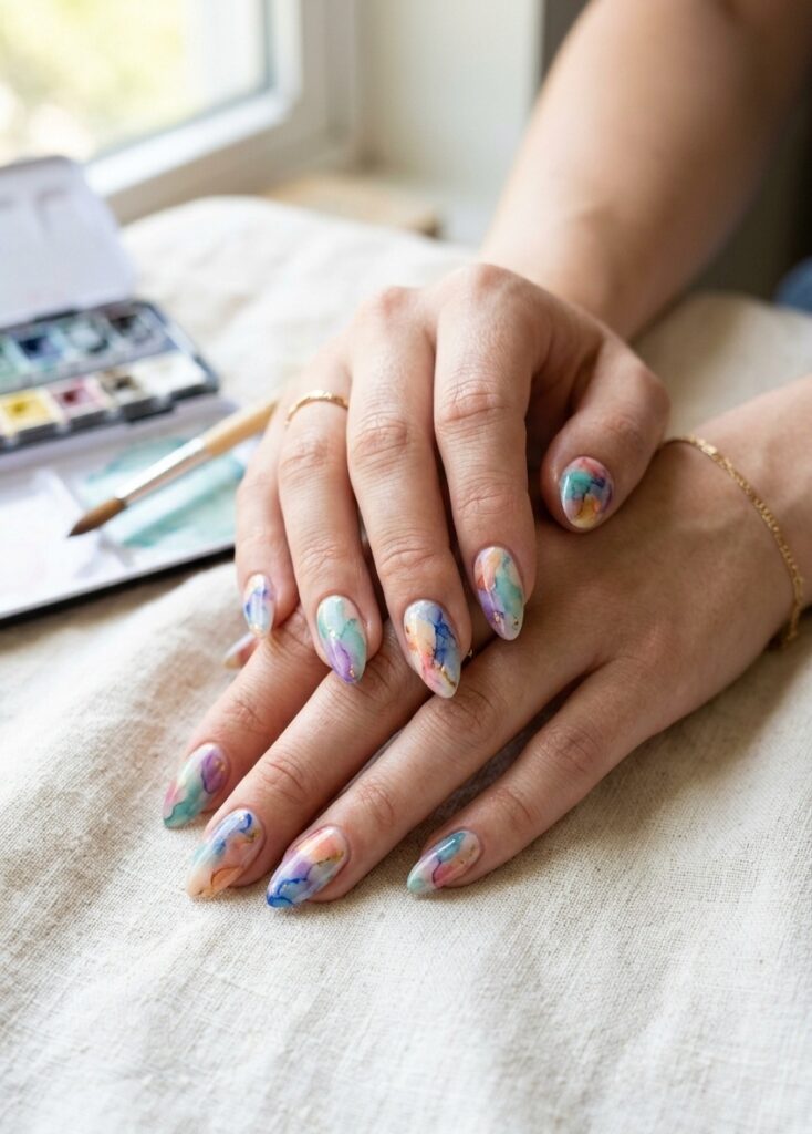 Watercolor Paper Nails