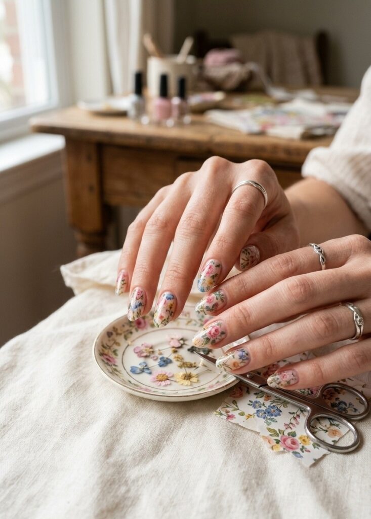 Floral Paper Nails