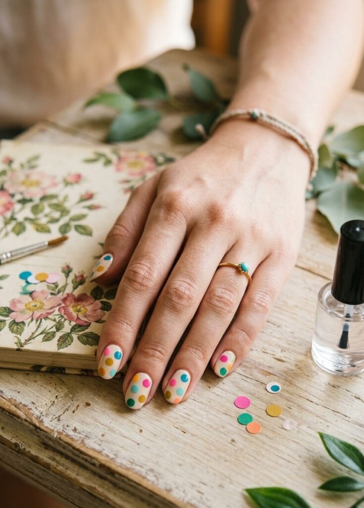 Polka Dot Paper Nails