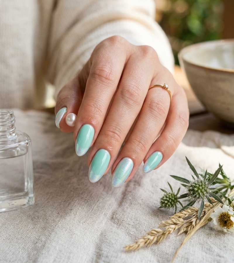 Seafoam Green Iridescent Tips