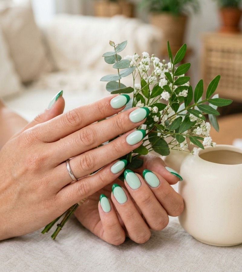 Why Green French Nail Tips Are The Trend for Spring 2026