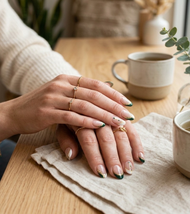 Green, White & Gold Accent French