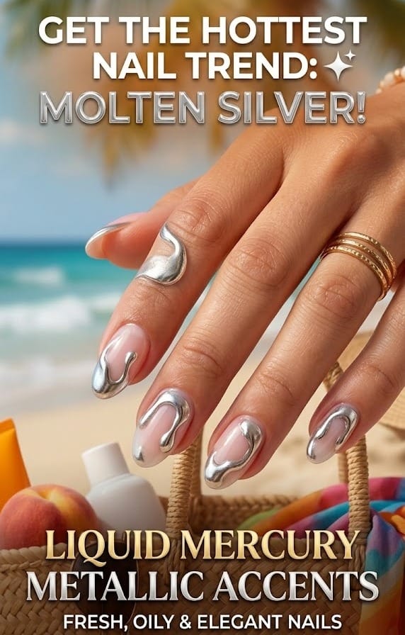 Liquid Mercury Metallic Accents Nails