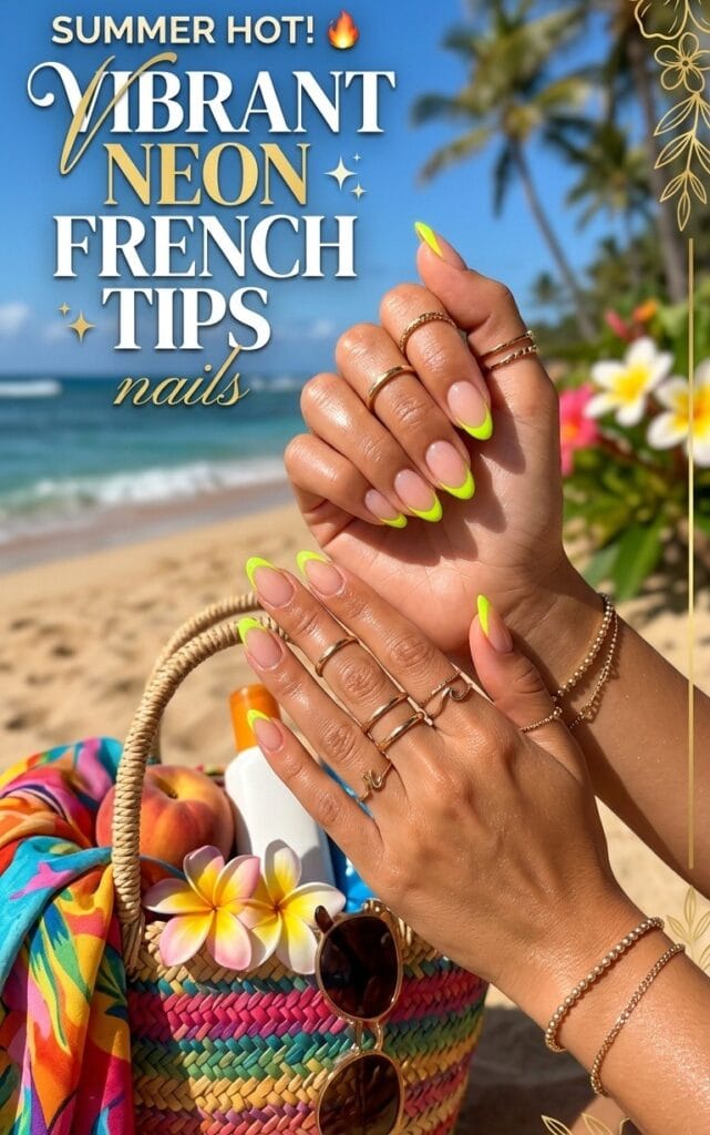 Vibrant Neon French Tips nails