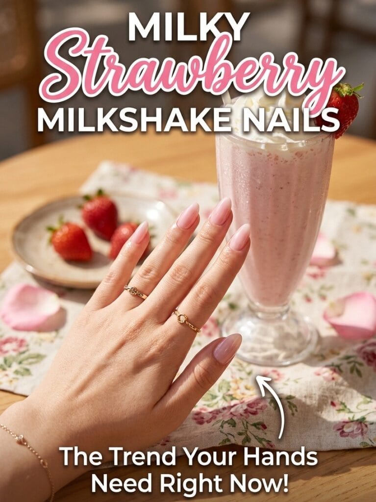 Milky Strawberry Milkshake Nails