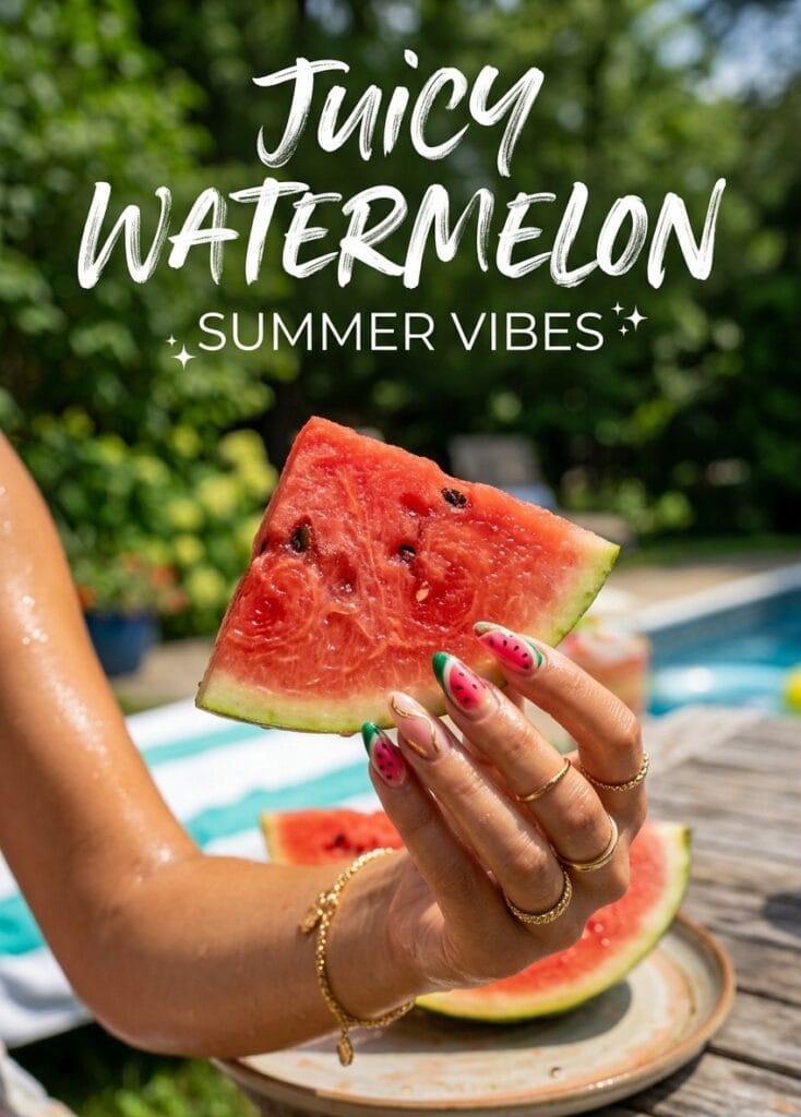Juicy Watermelon Summer Vibes Nails