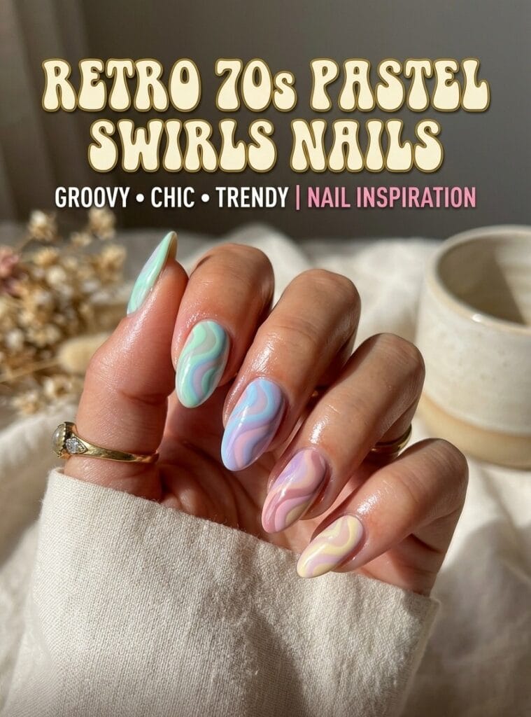 Retro 70s Pastel Swirls Nails