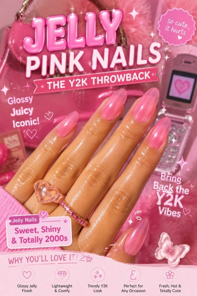 Jelly Pink Nails — The Y2K Throwback