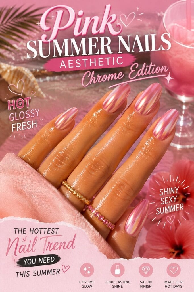 Pink Summer Nails Aesthetic — Chrome Edition