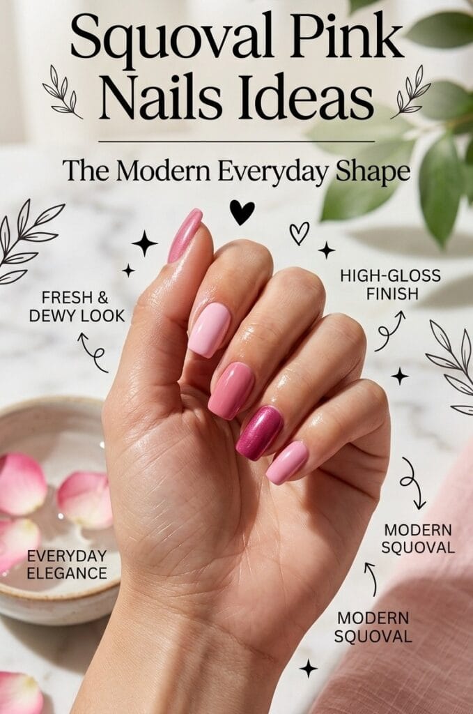 Squoval Pink Nails Ideas — The Modern Everyday Shape