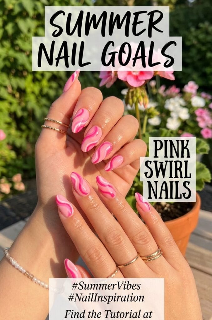 Pink Swirl Nails Summer — Artsy and Expressive