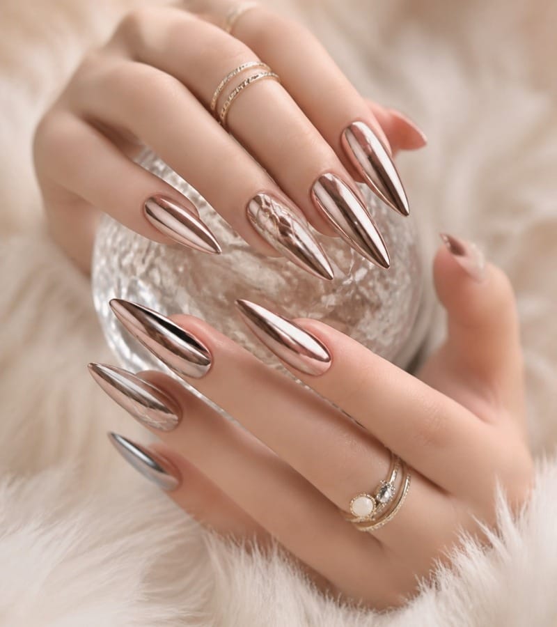Metallic Chrome Nails: Shiny, Futuristic, and Fabulous