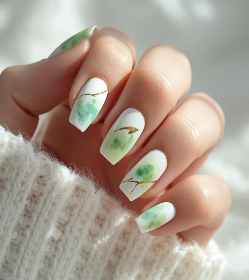St. Patrick’s Day Watercolor Nails