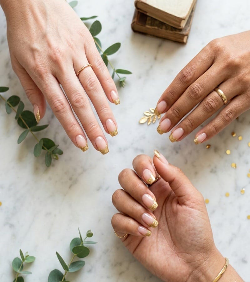 Gold Glitter Tips