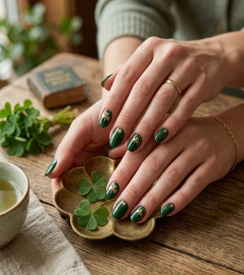 Classic Green Shamrock Nails