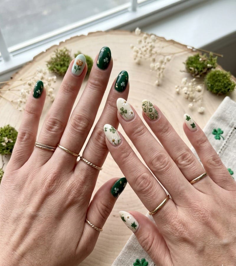 St. Patrick’s Day Floral Nails