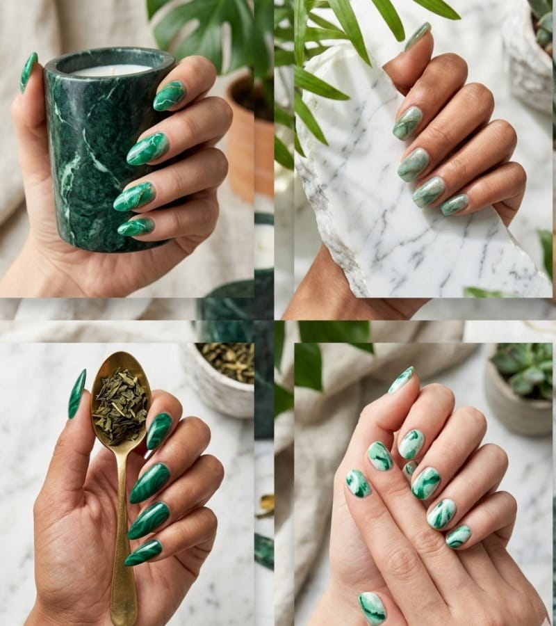 Green Marble Nails