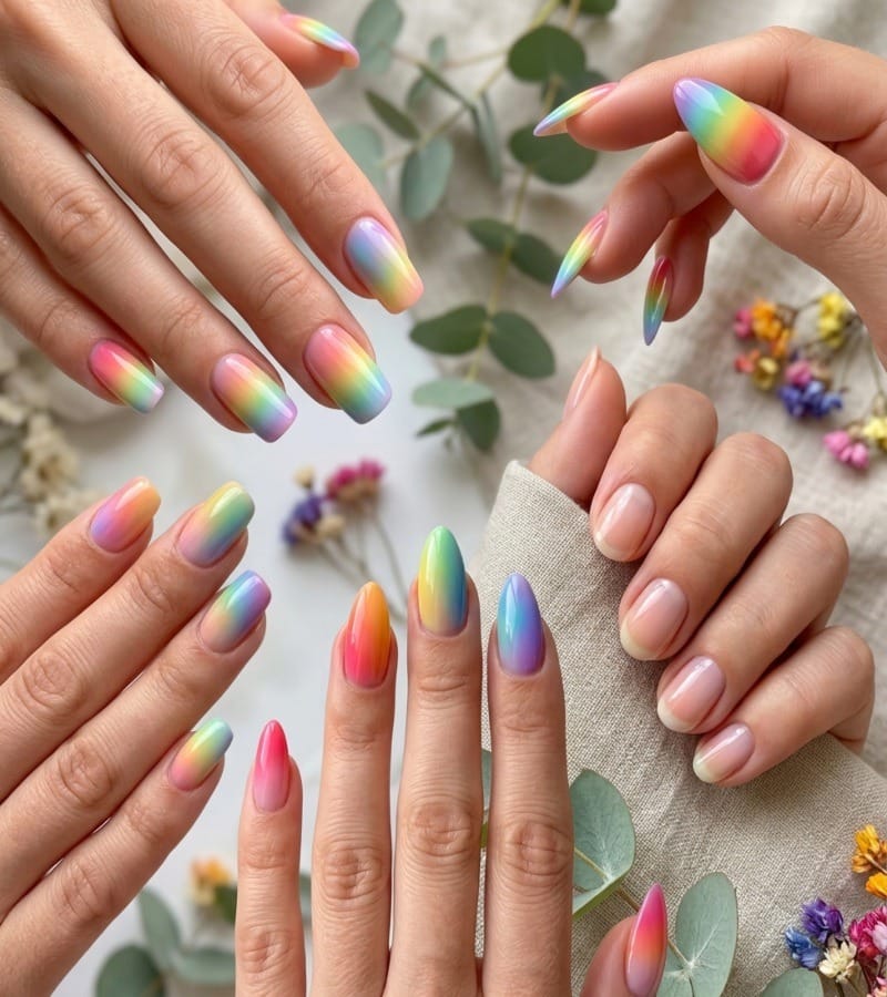 Rainbow Gradient Nails