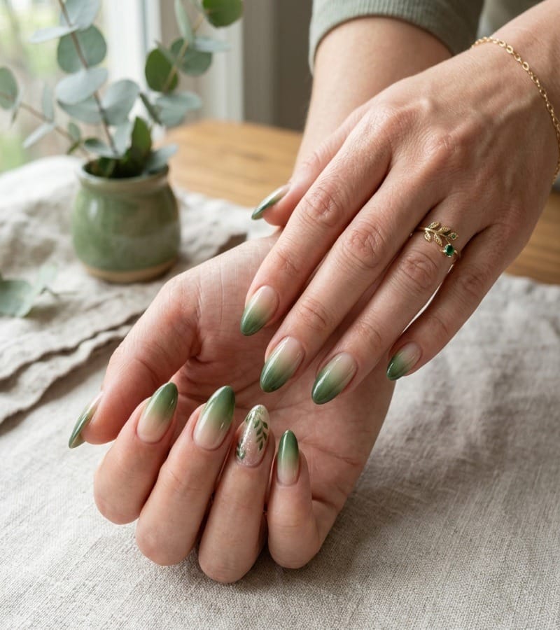 Green Ombre Nails
