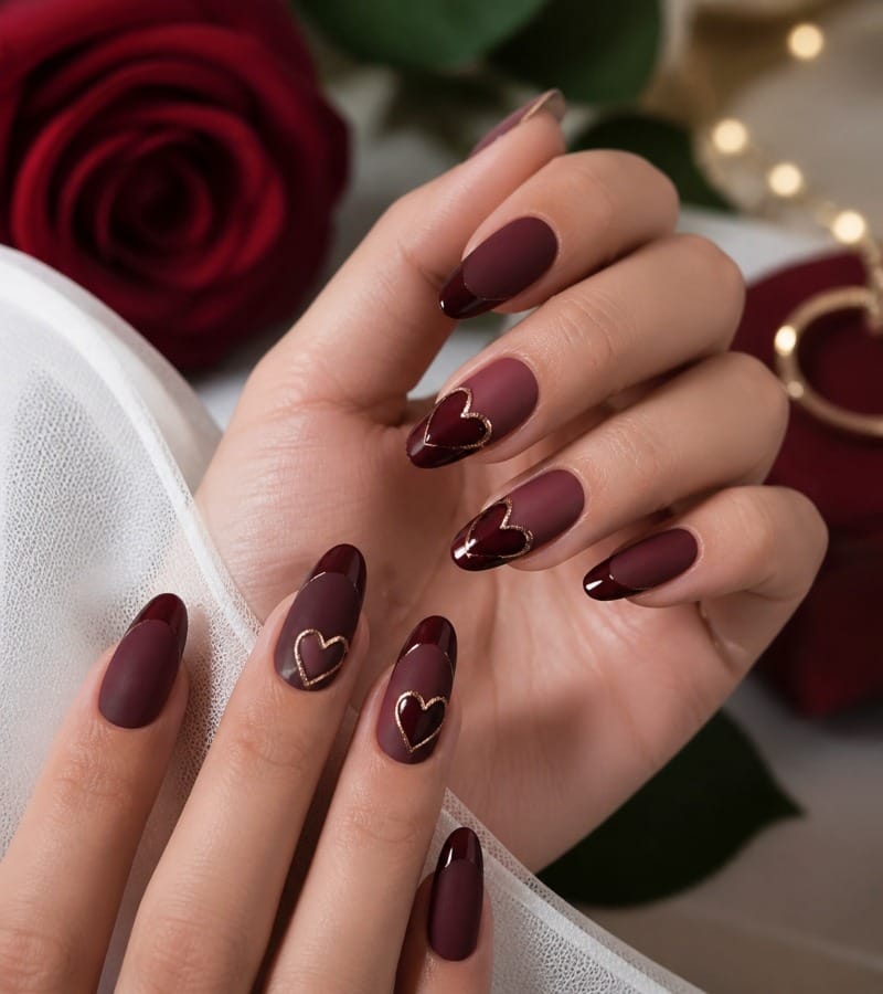 Matte Nails with Glossy Tips: A Modern Twist