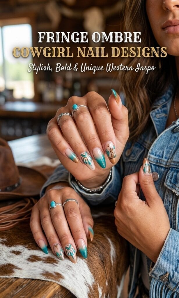 Fringe Ombre Cowgirl Nail Designs