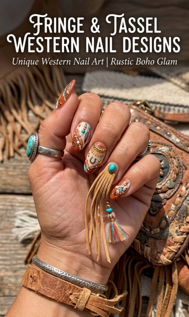 Fringe and Tassel Western Nail Designs