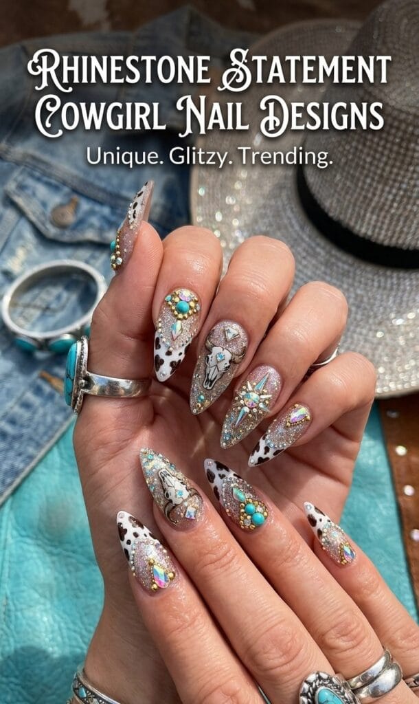 Rhinestone Statement Cowgirl Nail Designs