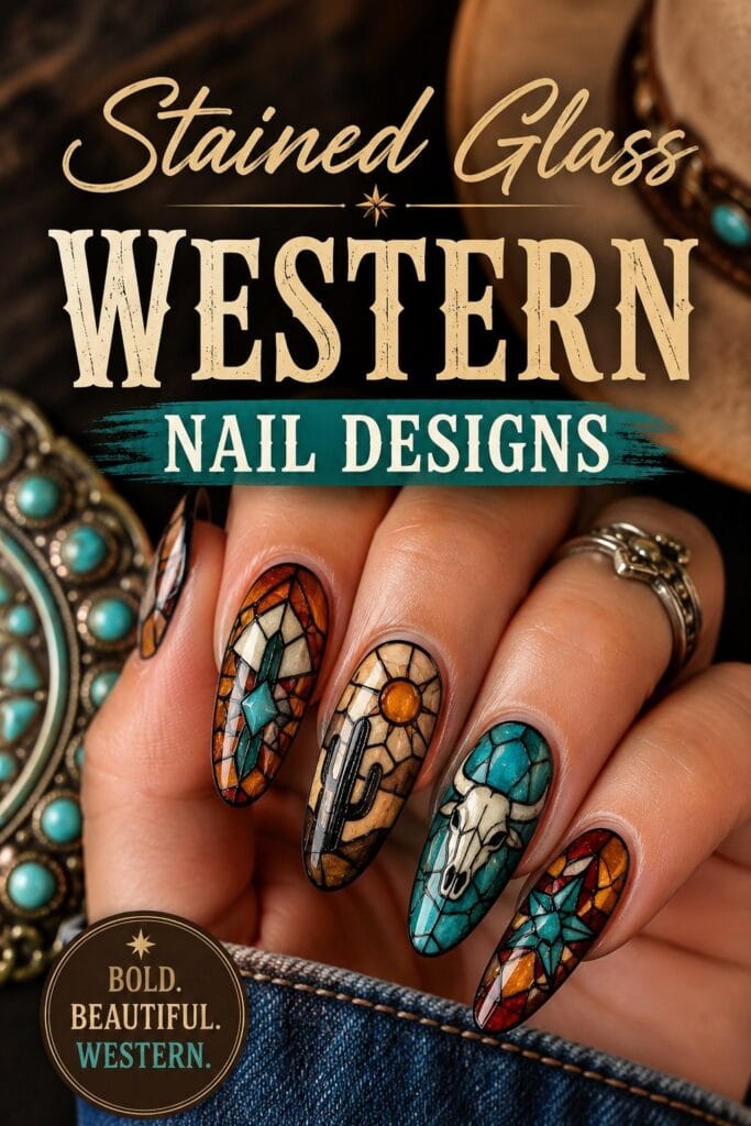 Stained Glass Western Nail Designs