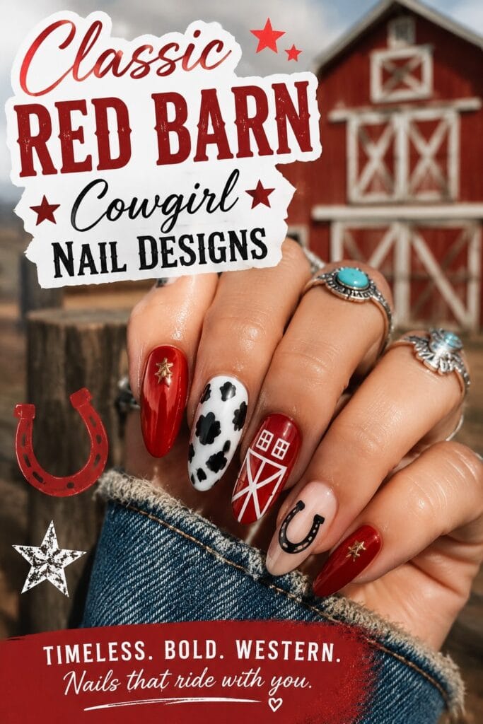 Classic Red Barn Cowgirl Nail Designs
