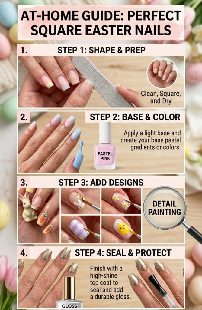 Step-by-Step Guide: How to Achieve the Perfect Square Easter Nails at Home
